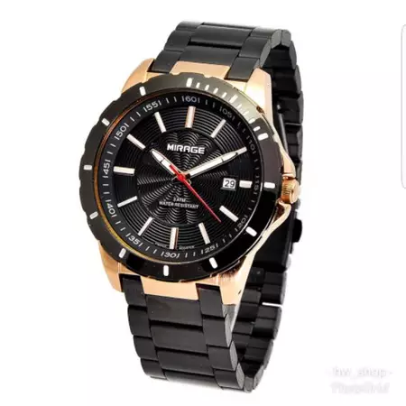 Jam Tangan Pria Mirage 8549 Black Rosegold Original