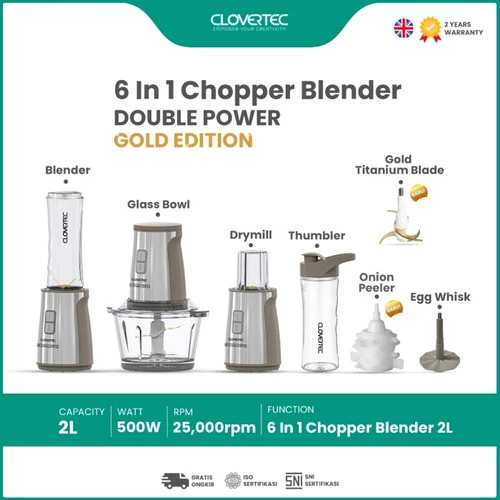 CLOVERTEC Chopper Blender 6in1 Multifunction 2L CCP-250NT