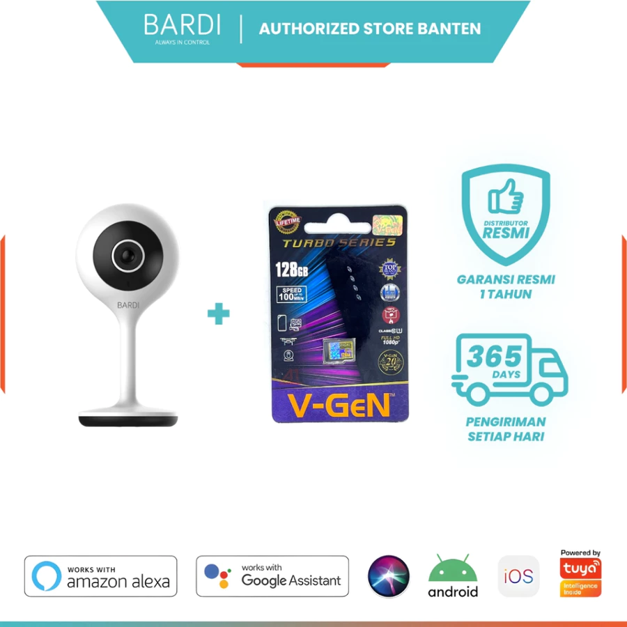 BARDI Smart IP Camera Indoor Static 1080HD CCTV WiFi IoT Home Automation Baby Monitor Kamera Pantau Jarak Jauh Wireless Dua
