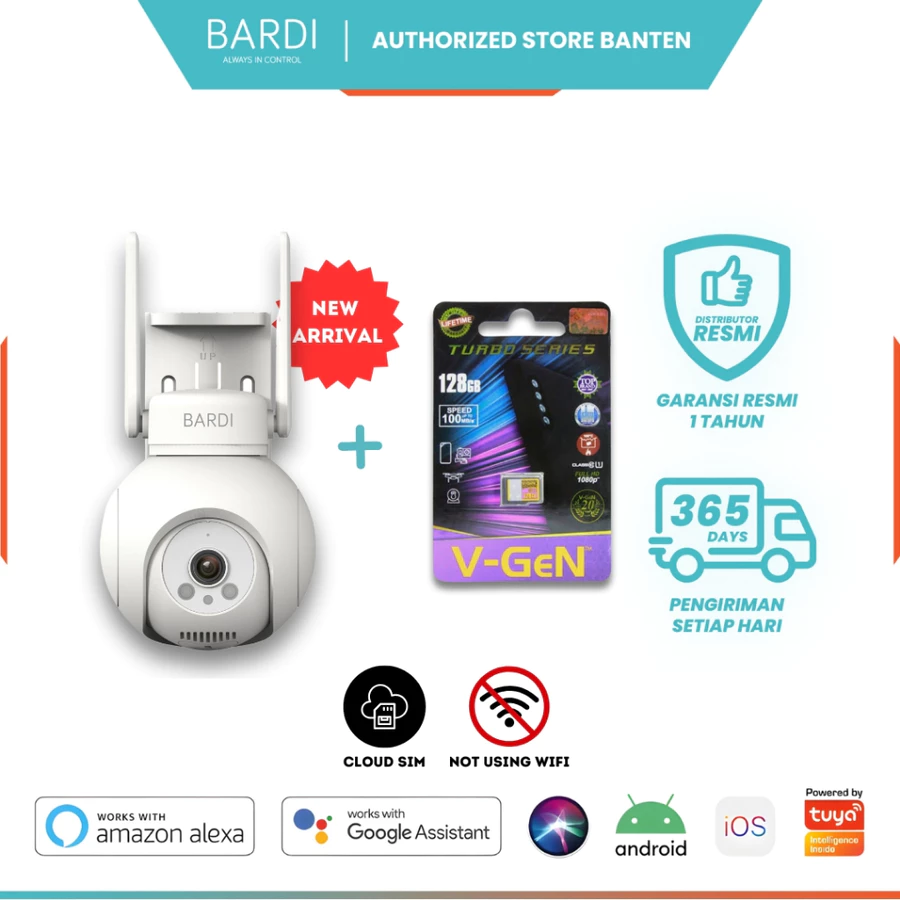 Bardi Smart IP Camera Outdoor PTZ with Cloud SIM CCTV Tanpa WiFi