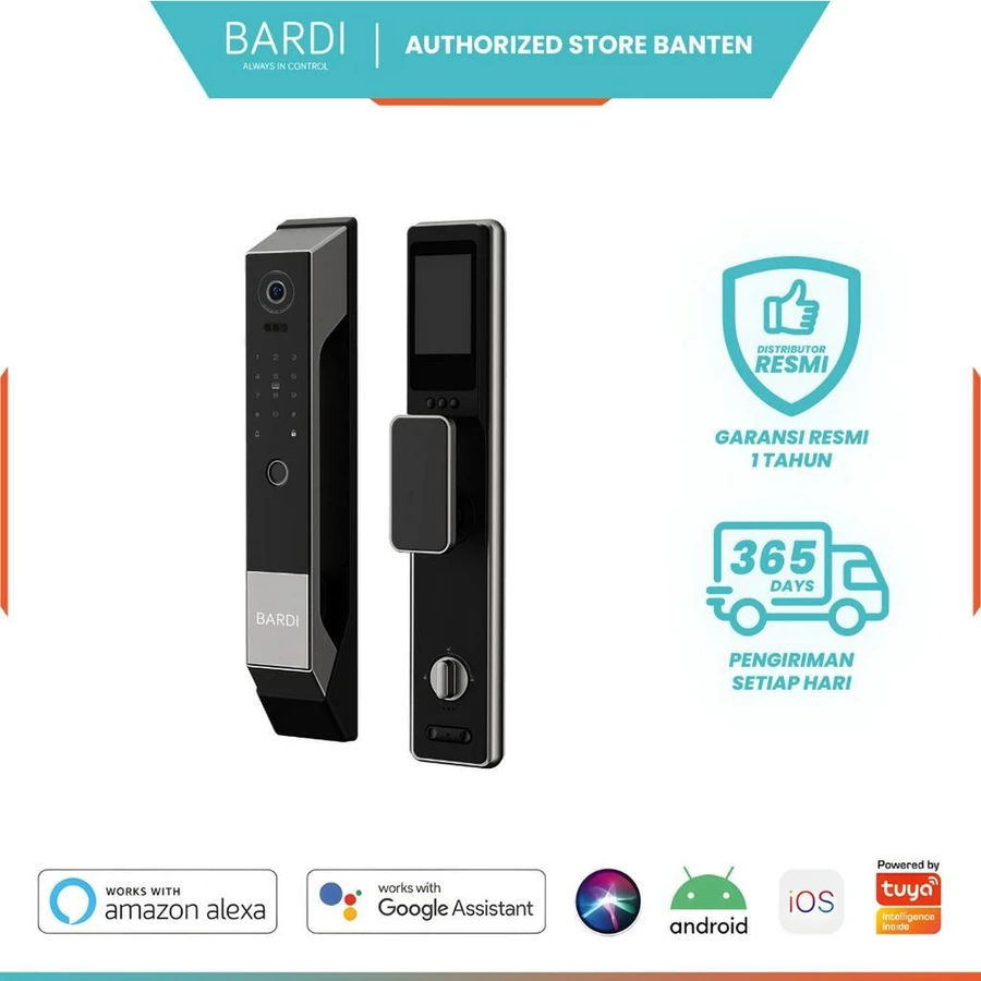 BARDI Smart Door Lock Face Recognition Gagang Pintu Digital Handle Password RFID Sidik Jari Tuya