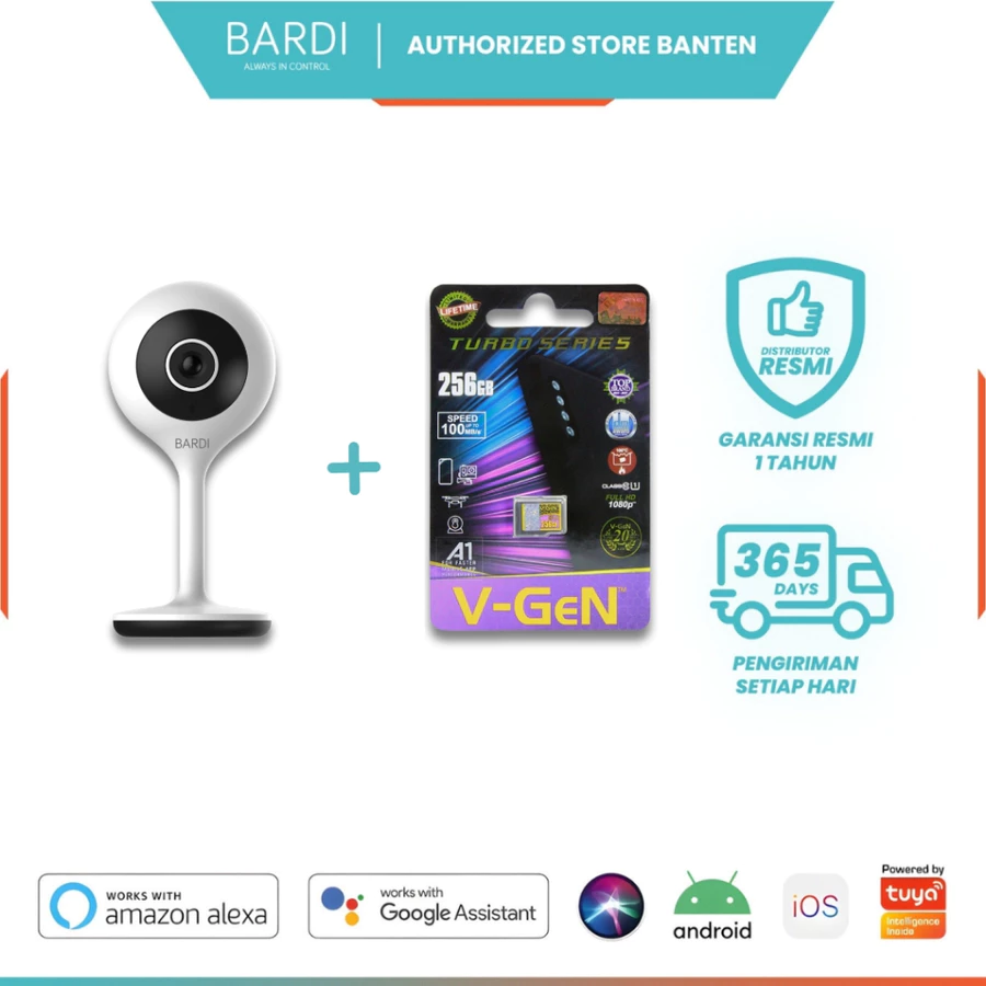BARDI Smart IP Camera Indoor Static 1080HD CCTV WiFi IoT Home Automation Baby Monitor Kamera Pantau Jarak Jauh Wireless Dua