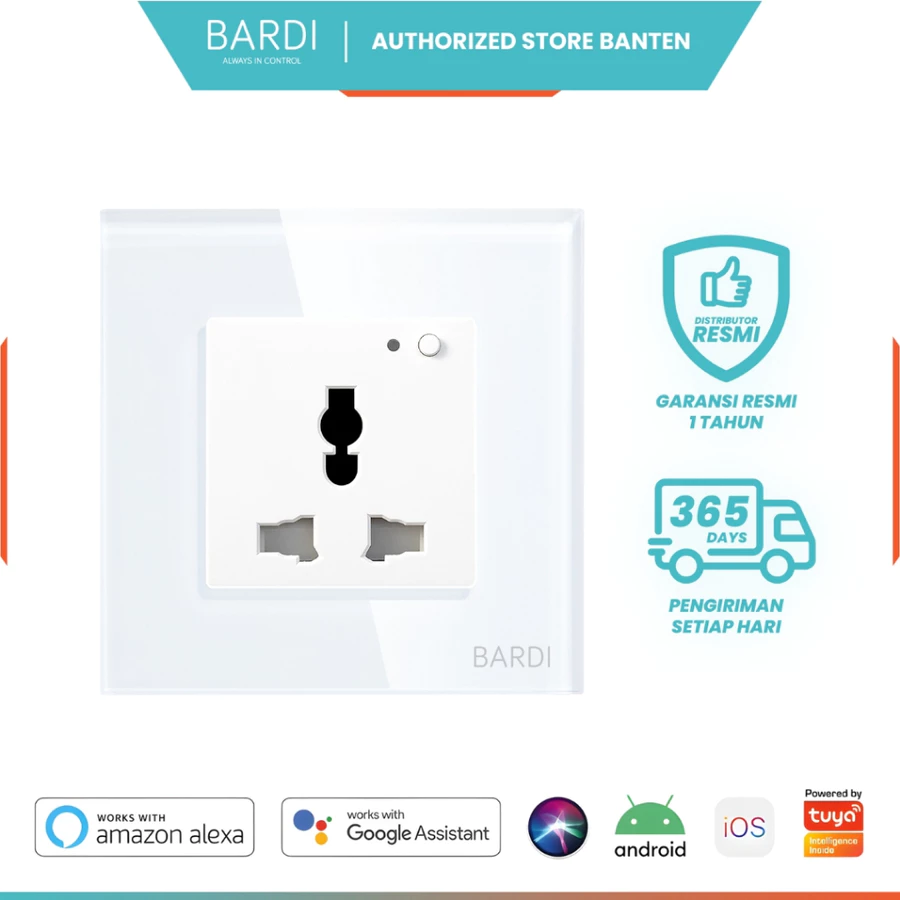 Jual BARDI Smart Wall Socket WiFi UNI Home Automation White Renos