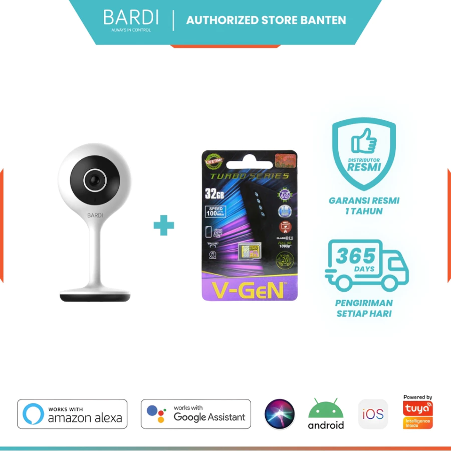 BARDI Smart IP Camera Indoor Static 1080HD CCTV WiFi IoT Home Automation Baby Monitor Kamera Pantau Jarak Jauh Wireless Dua
