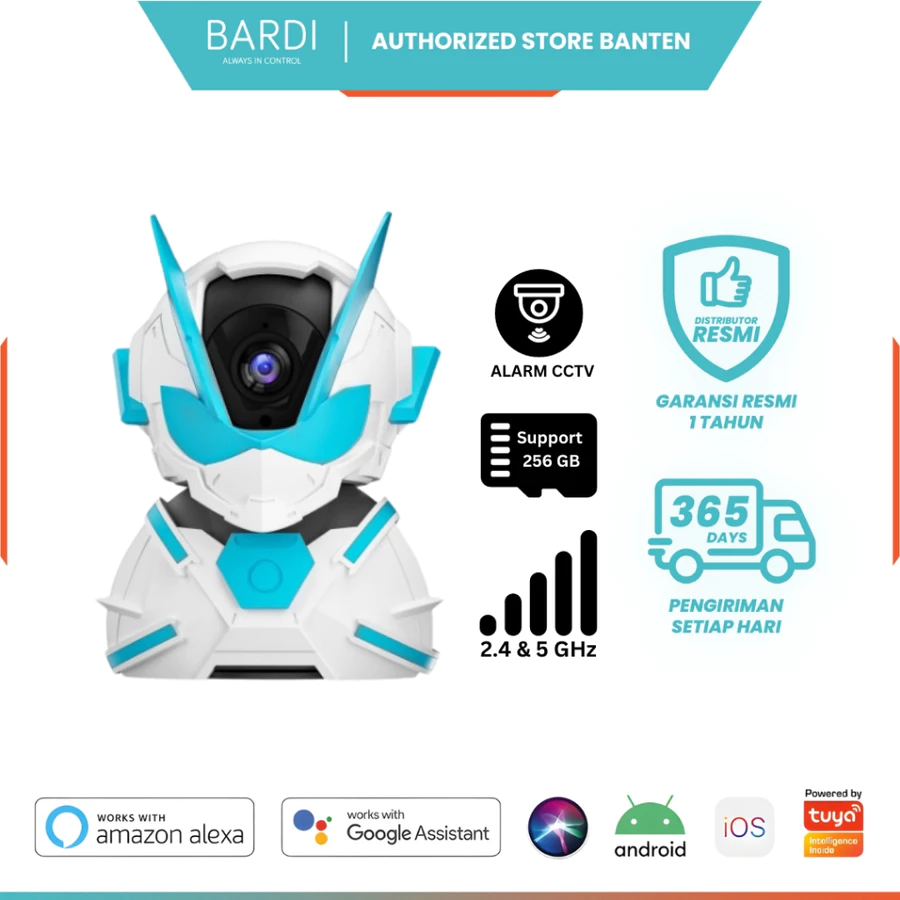 BARDI Smart IP Camera CCTV Indoor PTZ 3MP WiFi BARDION Dual Band 2.4GHz 5GHz Alarm Pantau Jarak Jauh