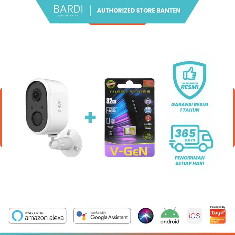 BARDI Smart Outdoor CCTV Tanpa Kabel with Battery IP Cam WiFi Wireless Full HD