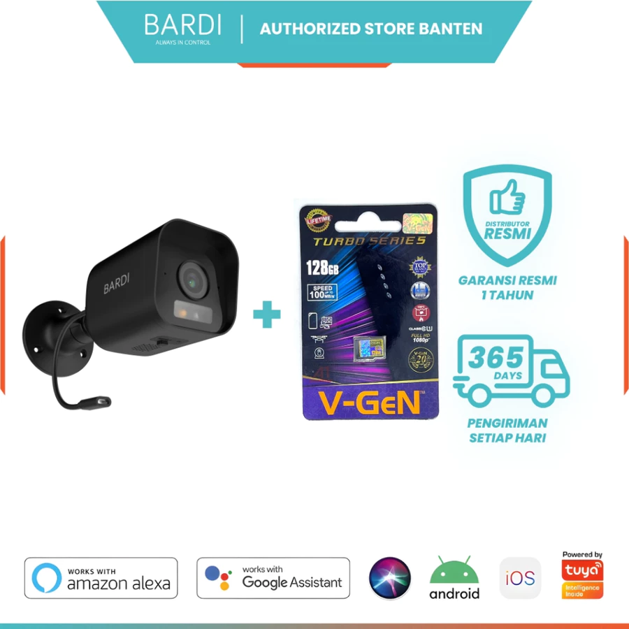 BARDI Smart Home IP Camera CCTV Outdoor Static LITE- Kamera Pantau Jarak Jauh IP65 1080p FHD Tuya