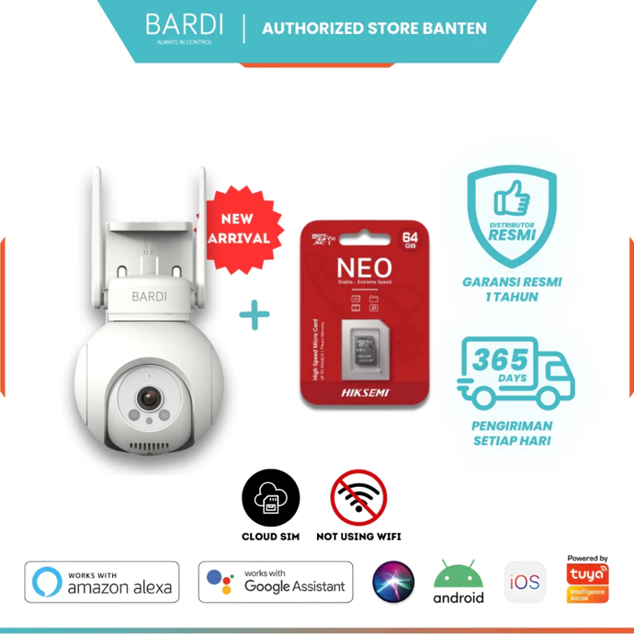 Bardi Smart IP Camera Outdoor PTZ with Cloud SIM CCTV Tanpa WiFi
