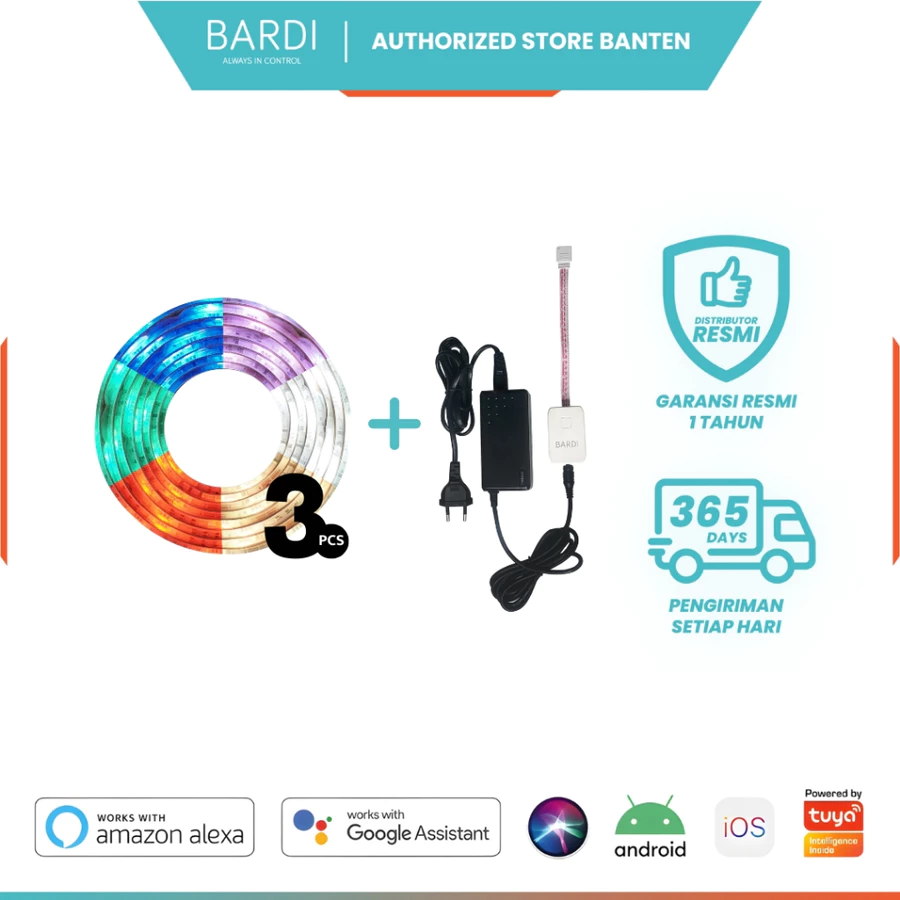 BARDI Smart Bundling 3 LED Strip RGB WW & 1 Adaptor 4A 10M