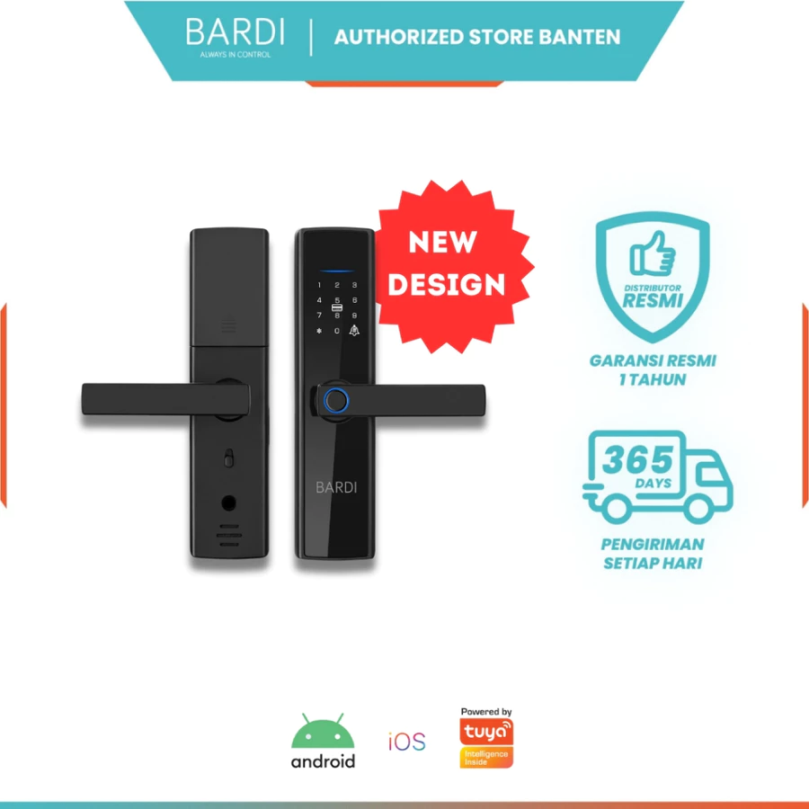 BARDI Smart Door Lock with Handle Lite Version RFID Card Fingerprint Wireless Wifi Gagang Kunci Pintu Rumah Digital Sidik Jari Password Code Home Automation Tuya Kunci Pintar Elektronik USB Charge