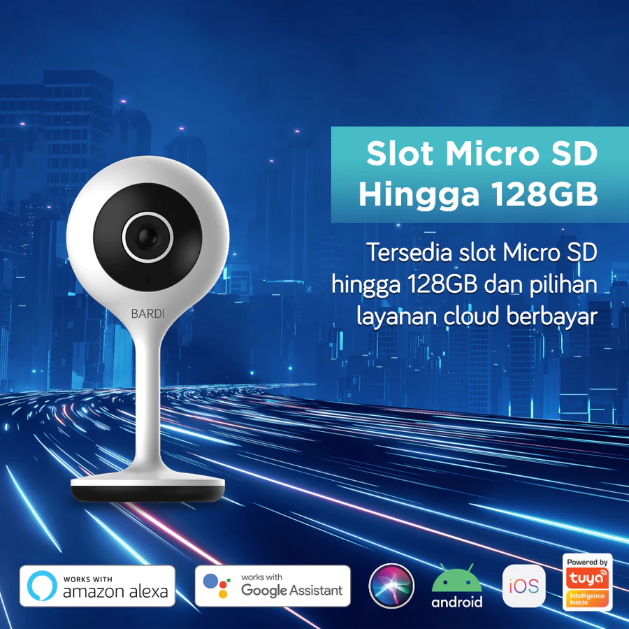 BARDI Smart IP Camera Indoor Static 1080HD CCTV WiFi IoT Home Automation Baby Monitor Kamera Pantau Jarak Jauh Wireless Dua Arah Night Vision