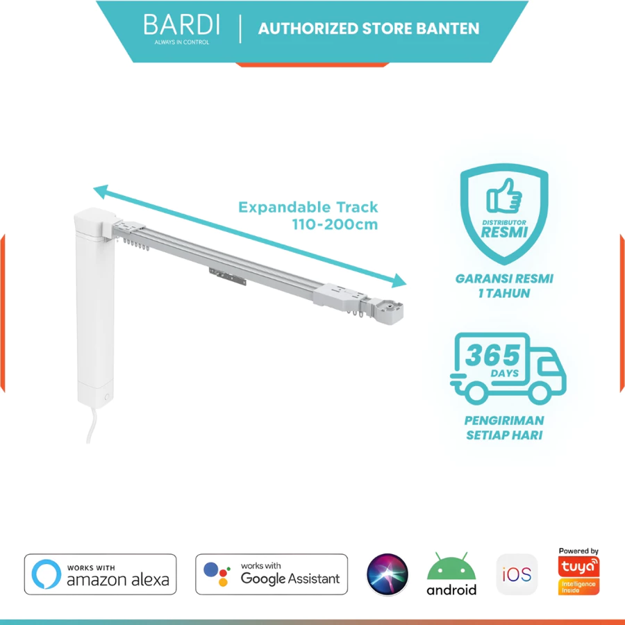 BARDI Smart Expandable Curtain Track and Motor Gorden Otomatis WiFi