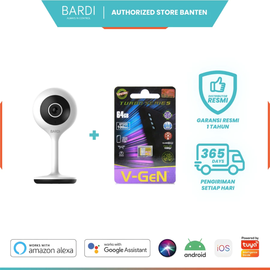 BARDI Smart IP Camera Indoor Static 1080HD CCTV WiFi IoT Home Automation Baby Monitor Kamera Pantau Jarak Jauh Wireless Dua