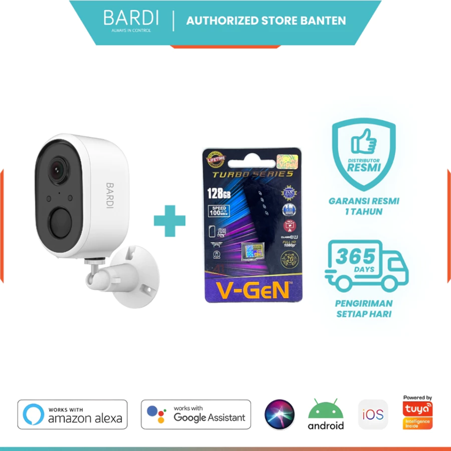 BARDI Smart Outdoor CCTV Tanpa Kabel with Battery IP Cam WiFi Wireless Full HD