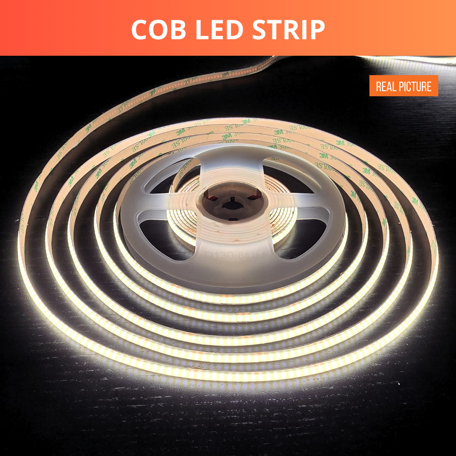 Lampu LED STRIP COB Fleksibel | LED Bar Flexible | LED Dekorasi Rumah Plafon Kamar Kolam | DC 12V/24V | 5 Meter/Roll & CRI 90