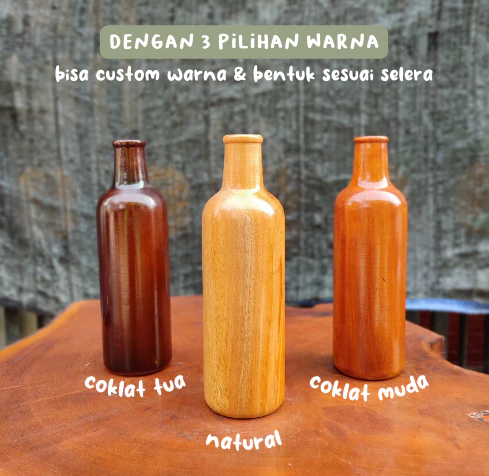 WOODENESIA Vas Bunga Aesthetic Bahan Kayu Mahoni Asli Ornamen Pot Aestetik Kode Rio