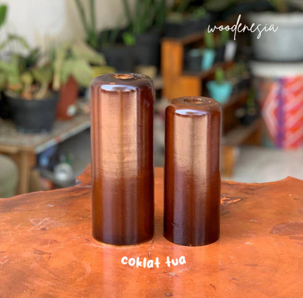 WOODENESIA Vas Bunga Kayu Mahoni Asli Pot Kering Vase Rustic Roma