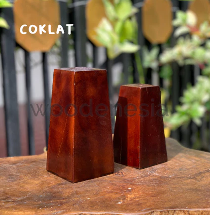 WOODENESIA Kaki Sofa Kotak Piramid Dipan Bahan Lemari Kayu Mahoni Asli 15cm