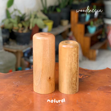 WOODENESIA Vas Bunga Kayu Mahoni Asli Pot Kering Vase Rustic Roma