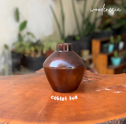 WOODENESIA Vas Bunga Kayu Mahoni Hiasan Dekorasi Rumah Souvenir Pot Mini Kering Kode Sofia