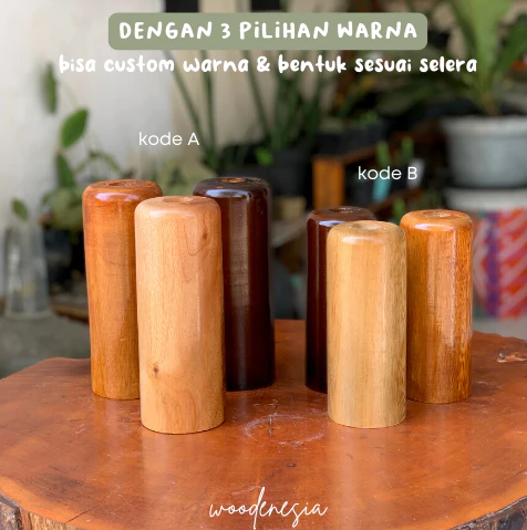 WOODENESIA Vas Bunga Kayu Mahoni Asli Pot Kering Vase Rustic Roma