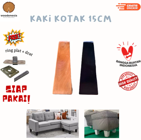 WOODENESIA Kaki Sofa Kotak Piramid Dipan Bahan Lemari Kayu Mahoni Asli 15cm