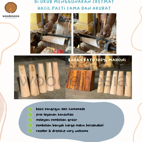 WOODENESIA Vas Bunga Kayu Mahoni Hiasan Dekorasi Rumah Souvenir Pot Mini Kering Kode Sofia