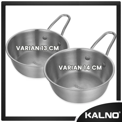 Panci / Mangkok Korea 1 Paket Isi 2 Pcs 13 Dan 14 Cm Bahan Stainless SUS 304 Warna SILVER