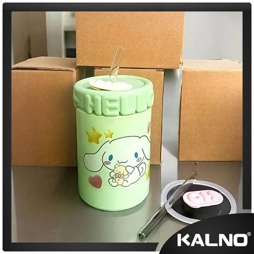 Gelas Kaca Double Layer Dengan Sticker Karakter GMK505 - Gelas Kaca Anak 350ml