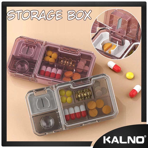 Kotak Obat Transparan Dengan Sekat Pemotong Dan Penggerus Obat