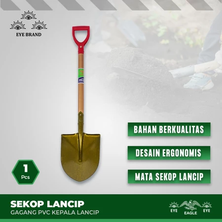 Sekop Gagang Kayu Lancip Cap Mata
