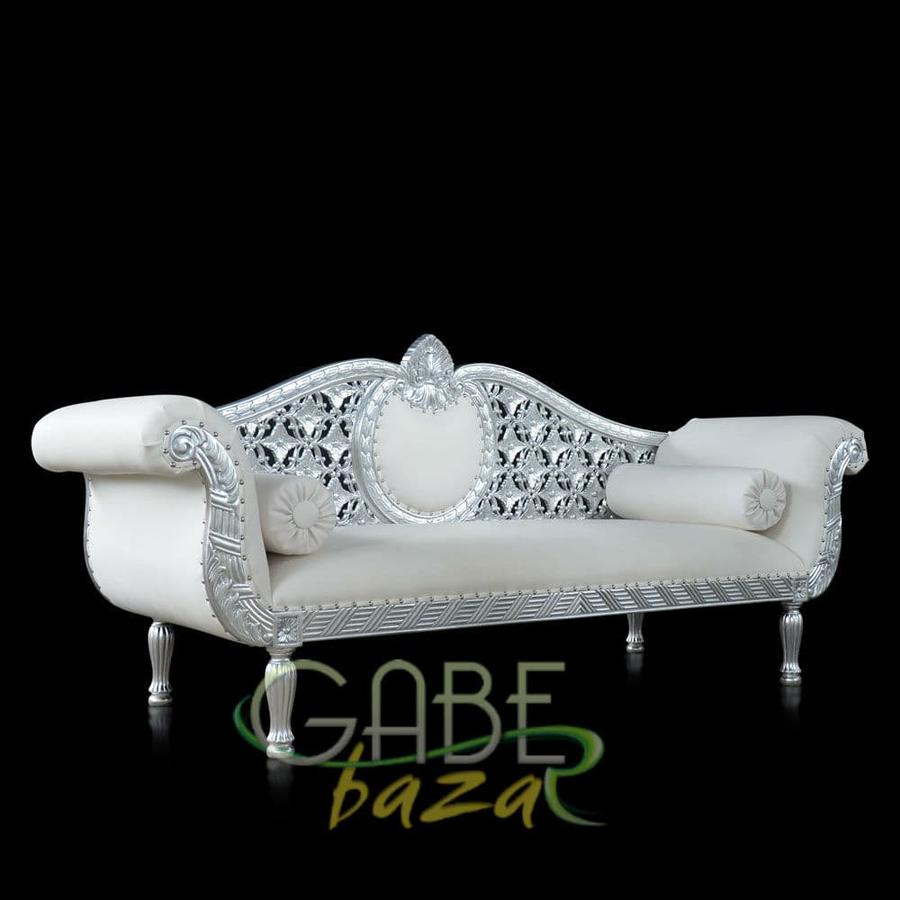 Kursi Sofa Pengantin Kayu Model Royal Warna Silver