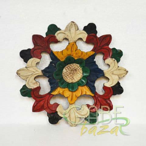 Hiasan Ukir BUNGA Warna-warni Lingkaran 28 x 28 cm