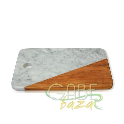 Talenan Marmer Kombinasi Kayu Jati Rectangular