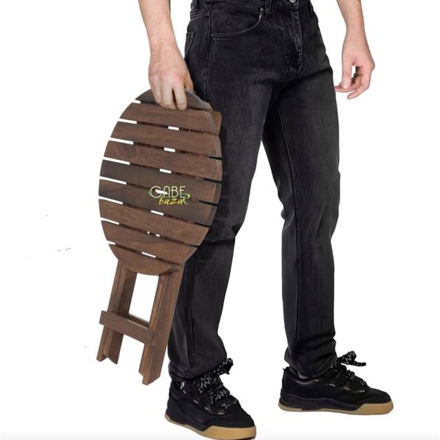 Meja Lipat Mini Kayu Jati Premium - Praktis untuk Piknik & Outdoor!