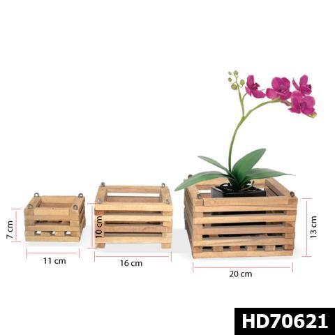 Pot Anggrek Kayu 1 Set 3 Buah Ukuran