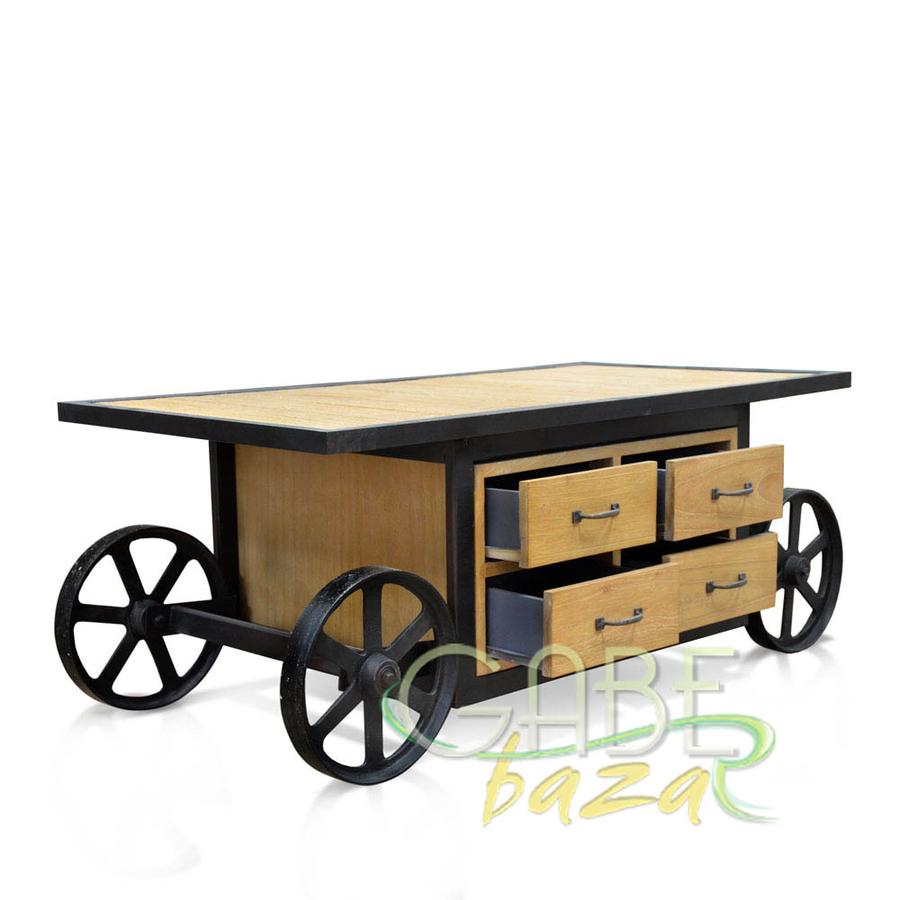 Meja Kopi Trolley Industrial Italy