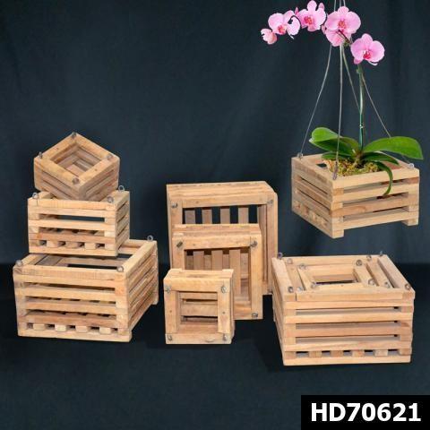 Pot Anggrek Kayu 1 Set 3 Buah Ukuran