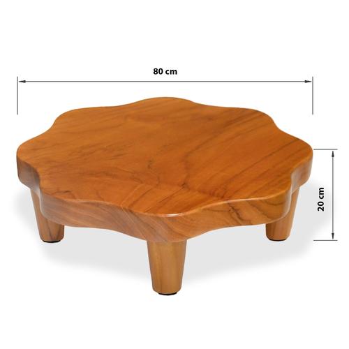 Meja Mini Tempat Teh Unik Kayu Jati Diameter 30 Cm