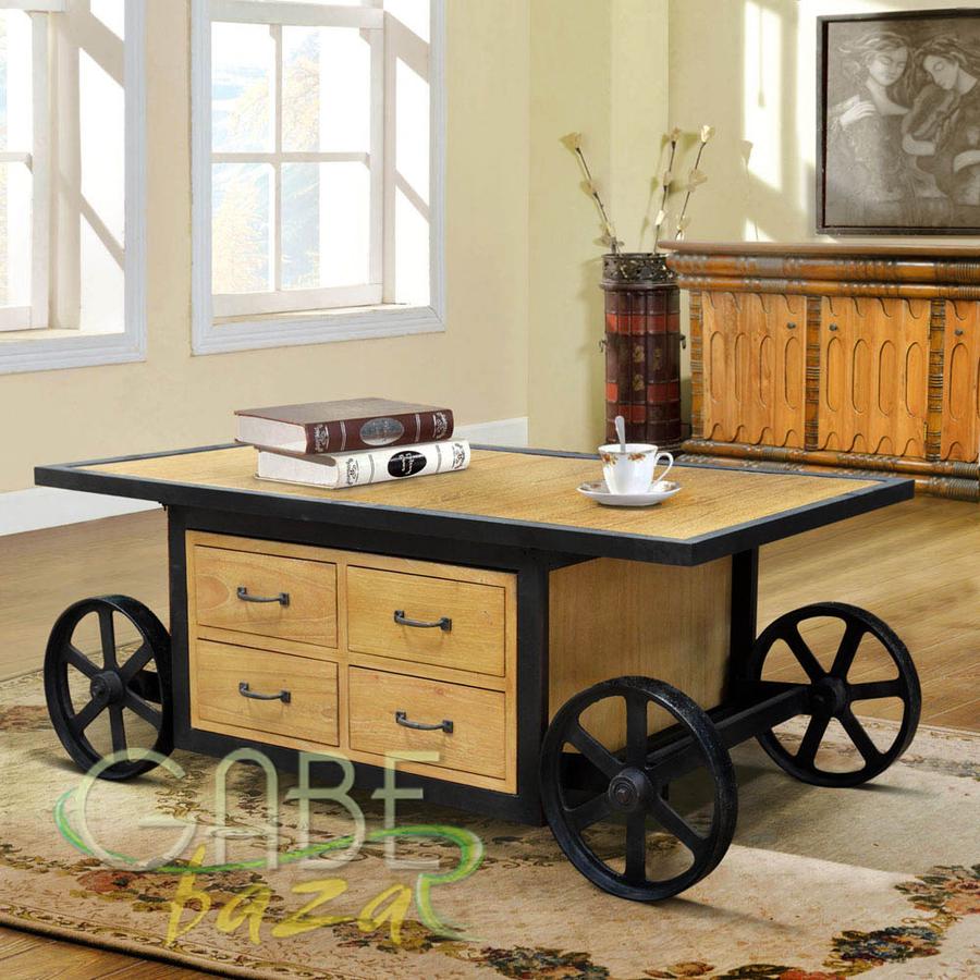 Meja Kopi Trolley Industrial Italy
