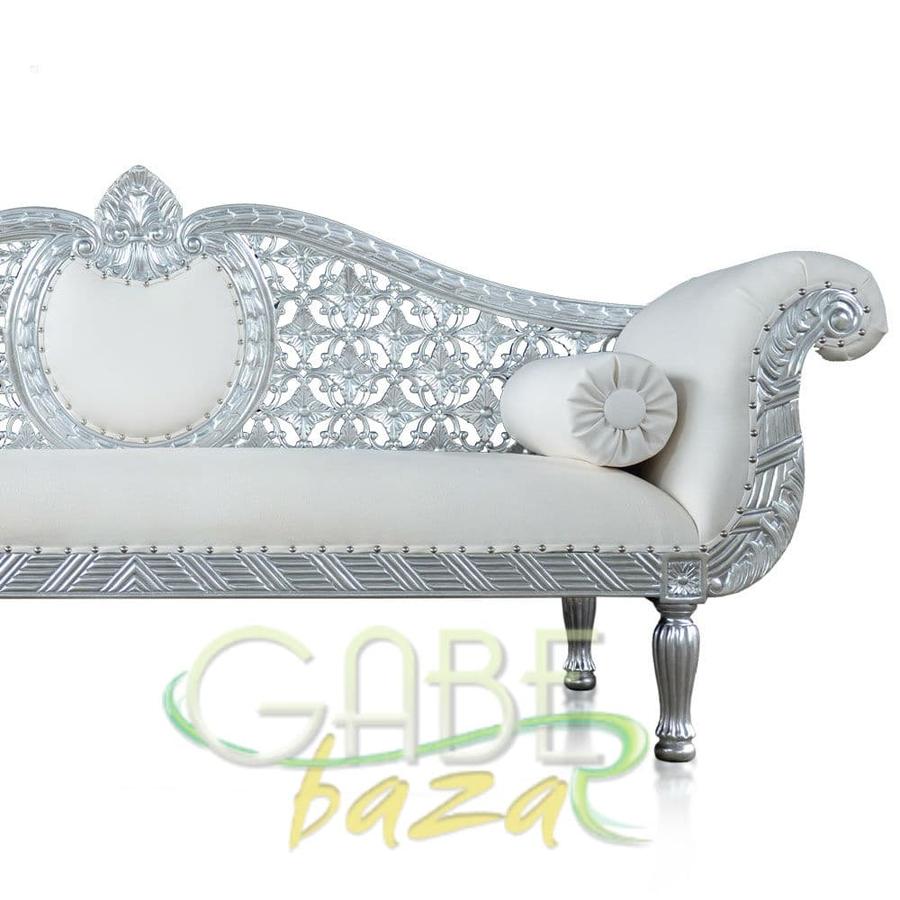 Kursi Sofa Pengantin Kayu Model Royal Warna Silver
