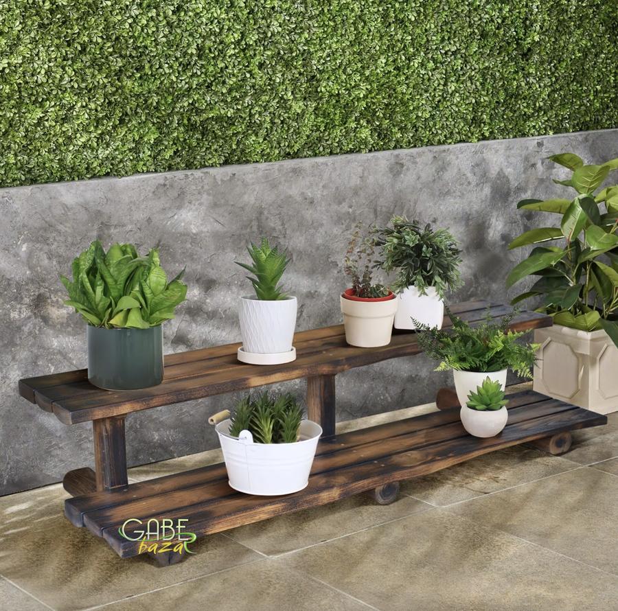 Rak Pot Bunga Kayu Jati Lebar 150 CM 2 Tingkat