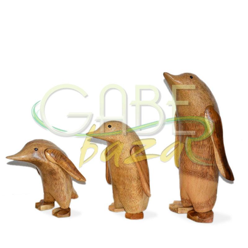 PATUNG PENGUIN KAYU SET ISI 3