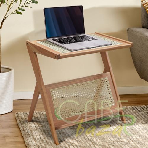 Meja Laptop Mini Simple Dengan Variasi Rotan Unik Harga Ekonomis