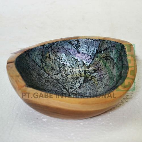 MANGKUK JATI KOMBINASI KULIT KERANG