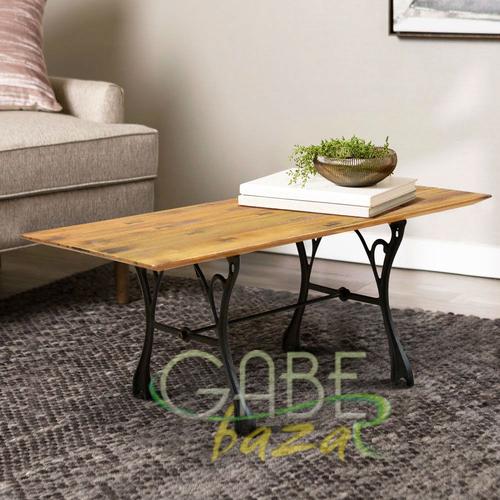Meja Toyibi Rectangular - Meja Lesehan Kayu Jati Handmade dengan Kaki Besi Cor