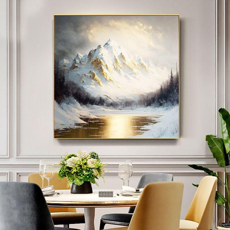 LUKISAN DINDING GUNUNG TEKSTURE MODERN ART 100 X 100 CM LUKISAN KANVAS Frame 