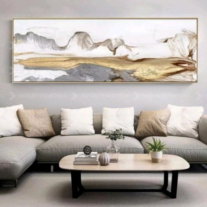 HARAPANGGUN LUKISAN ABSTRAK MODERN ART Dinding Frame Kanvas Cat Akrilik Frame Standar Spanram Hiasan Dinding Ruang Tamu Kantor Wall Art