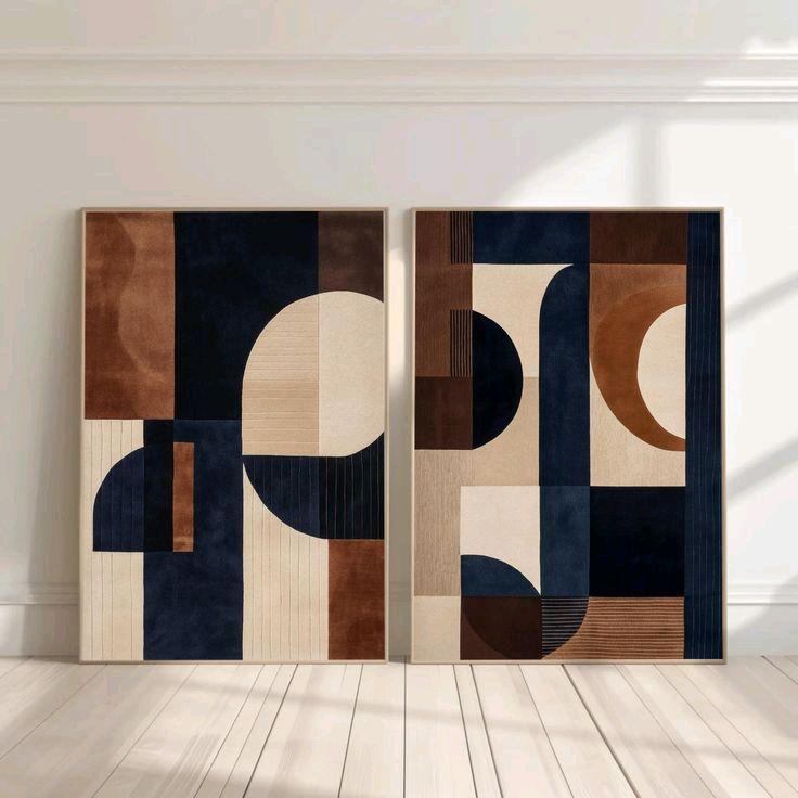 Lukisan abstrak aesthetic modern art 2pcs LUKISAN KANVAS Hiasan dinding