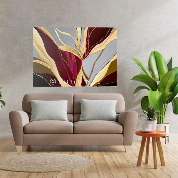 Lukisan dinding abstrak aesthetic teksture modern art Frame